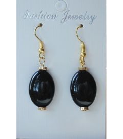 Oorbellen ovalen kralen zwart