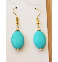 Oorbellen ovalen kralen turkoois
