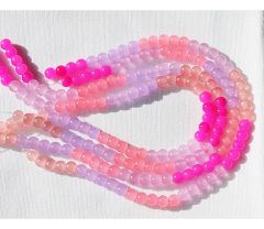Snoer kralen 6mm gemengde kleuren lila-roze, mix snoer 2. Per 50 stuks.