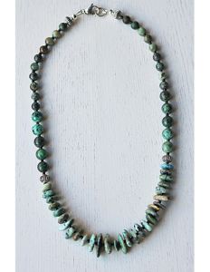 Afrikaanse turkoois ketting, 47cm.