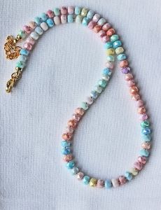 Ketting 6x4mm glinsterende zachtgekleurde rondel kralen