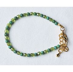 Armband turkooiskleur en transparante 4mm kralen