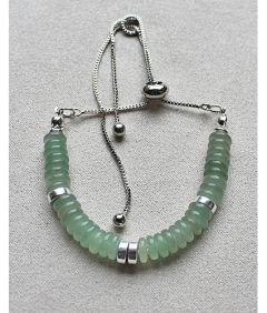 Armband Aventurijn rondellen heishi 6x2mm met rvs ketting en schuifknoop
