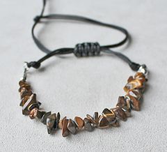 Armband Tijgeroog bruine split 5-8mm kralen met waxkoord