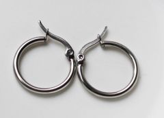 Creolen zilverkleurig roestvrij staal, 20mm. Per set.