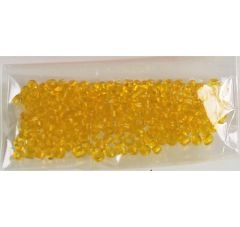 Zakje gele glaskraaltjes 2-3mm. Gemiddeld 235-250 stuks.