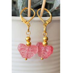 Set oorbellen met roze vlinders