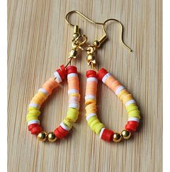 Set katsuki druppel oorbellen, geel, oranje, rood