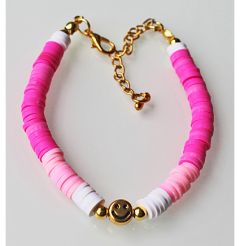 Armband 6mm roze en witte katsuki kralen met verlengketting