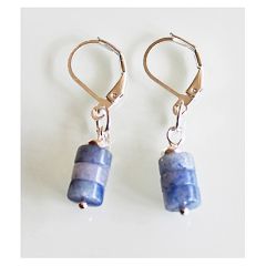 Oorbellen Aventurijn blauw 3x5mm