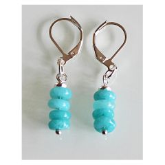 Oorbellen blauwe jade kralen 2x5mm