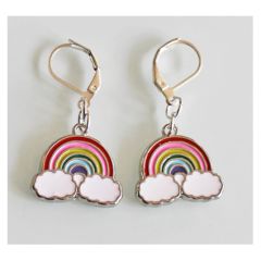 Set oorbellen regenboog met wolkjes