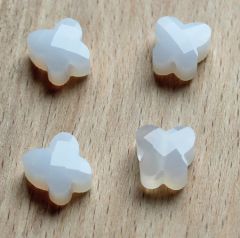 Facetgeslepen glaskraal witte alabaster Vlinder 10x4mm