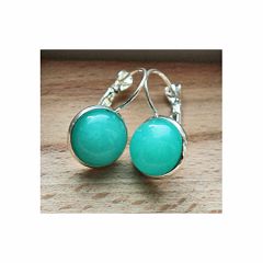Oorbellen Jade blauw/groen 12mm