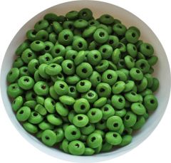 Zakje houten rondel kralen 8x3mm groen, gemiddeld 50 stuks.