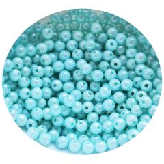Acryl kralen met AB glans 6mm Aquamarijn blauw-groene kleur. Gemiddeld100 stuks.