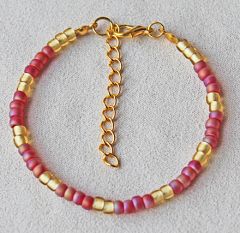 Armband 4mm kralen matte ruby en topaz kleur
