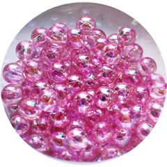 Acryl kralen shiny roze parel kralen 8mm met AB color coating, 50 stuks.