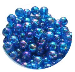 Acryl shiny parel kralen 8mm blauw met AB color coating,50 stuks