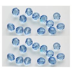 Zakje facetgeslepen Preciosa kristal kralen licht blauw 8x6mm, 7 stuks.