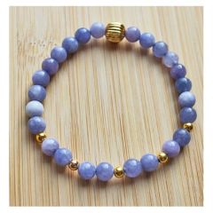 Armband 6mm lila-paarse jade kralen, 17cm.