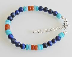 Armband 6mm blauwe Tijgeroog kralen met Aventurijn en Jade