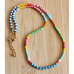 Ketting 3mm rocaille kralen 42cm + verlengketting