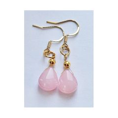 Oorbellen Druppel, pastel roze hanger met roestvrij stalen oorhaken
