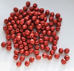 Facetgeslepen tsjechische glaskralen 4mm Lava rood, 48-50 stuks.