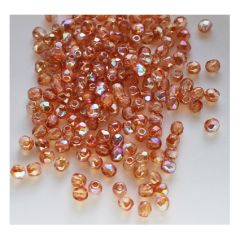Facetgeslepen tsjechische kristal kralen 3mm orange rainbow, 48-50 stuks.