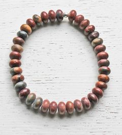 Armband Jaspis rondellen 8x4mm bruin-rood, 19-20cm.