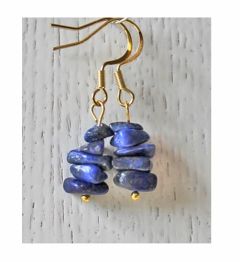 Oorbellen Lapis Lazuli schijfjes met rvs goldplated oorhaken