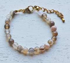 Armband naturel 6mm agaatkralen met verlengketting