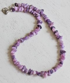 Ketting Lepidoliet splitkralen, 43cm.
