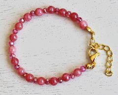 Armband 6mm zacht roze-rode jade kralen