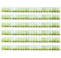 Rondel lichtgroen-geel jade 5x8mm, per 20 stuks.