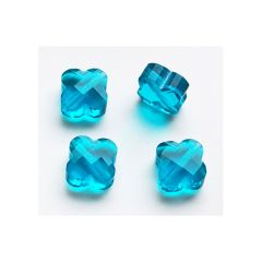 Facetgeslepen glaskraal transparant blauwe klaver, 10x4mm