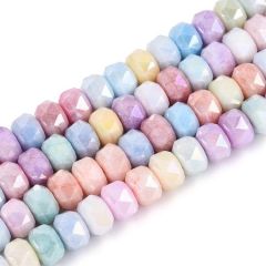 Snoer facetgeslepen zachtgekleurde rondel glaskralen 6x4mm, AB color plated