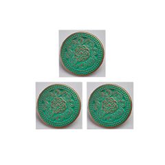 Metalen knoop antiek brons met groen patina, 20mm diameter. (button)
