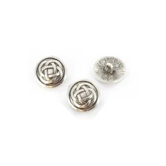 Zilverkleurige knoop keltisch, diameter 17mm. Per stuk. (button)
