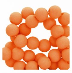 Acryl kralen mat koraal oranje 6mm. 48-50 stuks.