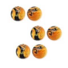 Resin 12mm kralen burnt orange met glitter, per 5 stuks