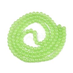 Snoer ronde glaskralen 6mm lichtgroen, 48-50 stuks.