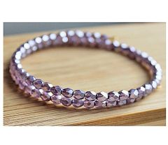Wikkelarmband memory wire facetgeslepen 4mm lila-lavendel kraaltjes