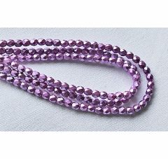 Snoer facetgeslepen 4mm kralen lila-roze, firepolished, 50 stuks