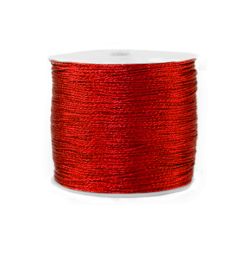 Macrame draad metallic, diep rood. Per 10 meter