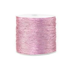 Macrame draad metallic Orchidee roze 0.5mm. Per 10 meter.