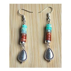 Oorbellen mixed Imperial Jaspis met druppel hanger. Ibiza, Boho