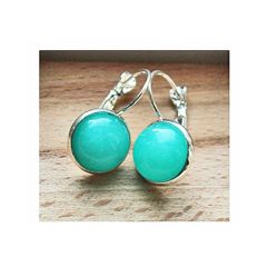 Oorbellen Jade blauw/groen 12mm