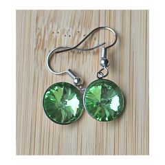 Set oorbellen met 12mm rivoli peridot groene hangers